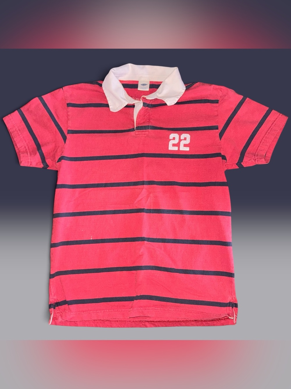 Vintage 2003 Old Navy Men's Striped Short Sleeve Rugby Polo Shirt, Size Small
